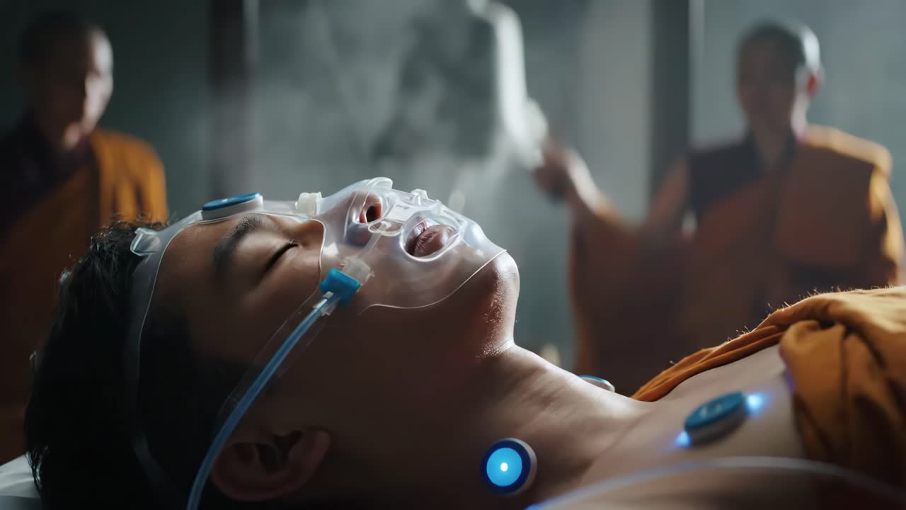 Futuristic Medical Treatment with Monks
