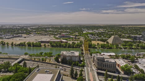 sacramento city california aerial v25 flyover high rise building in downtown capitol mall across the river towards sutter health park on the westside at daytime - shot with mavic 3 cine - june 2022