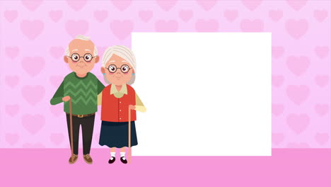 feliz día de los abuelos con la pareja de viejos amantes