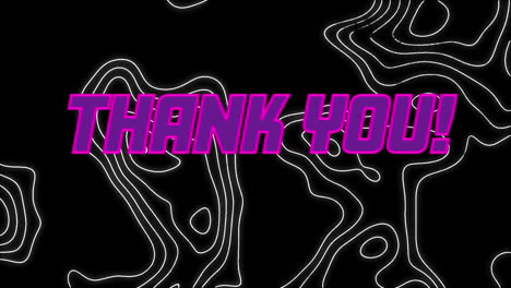 animation of thank you text over white lines on black background