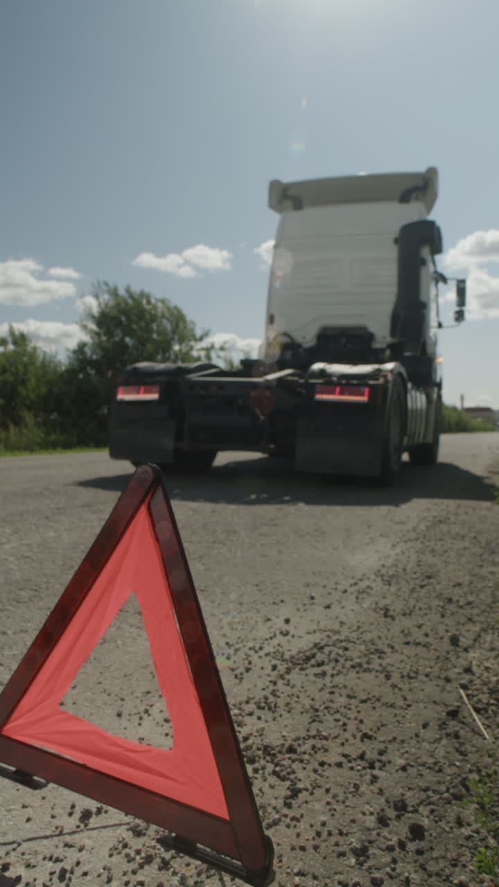 Truck Breakdown with Warning Triangle