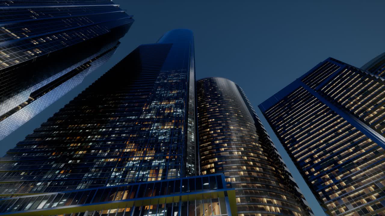 rascacielos de la ciudad por la noche