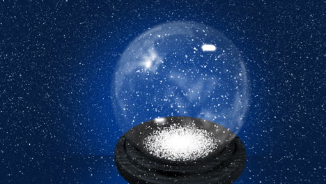 animation of snow falling over snow globe