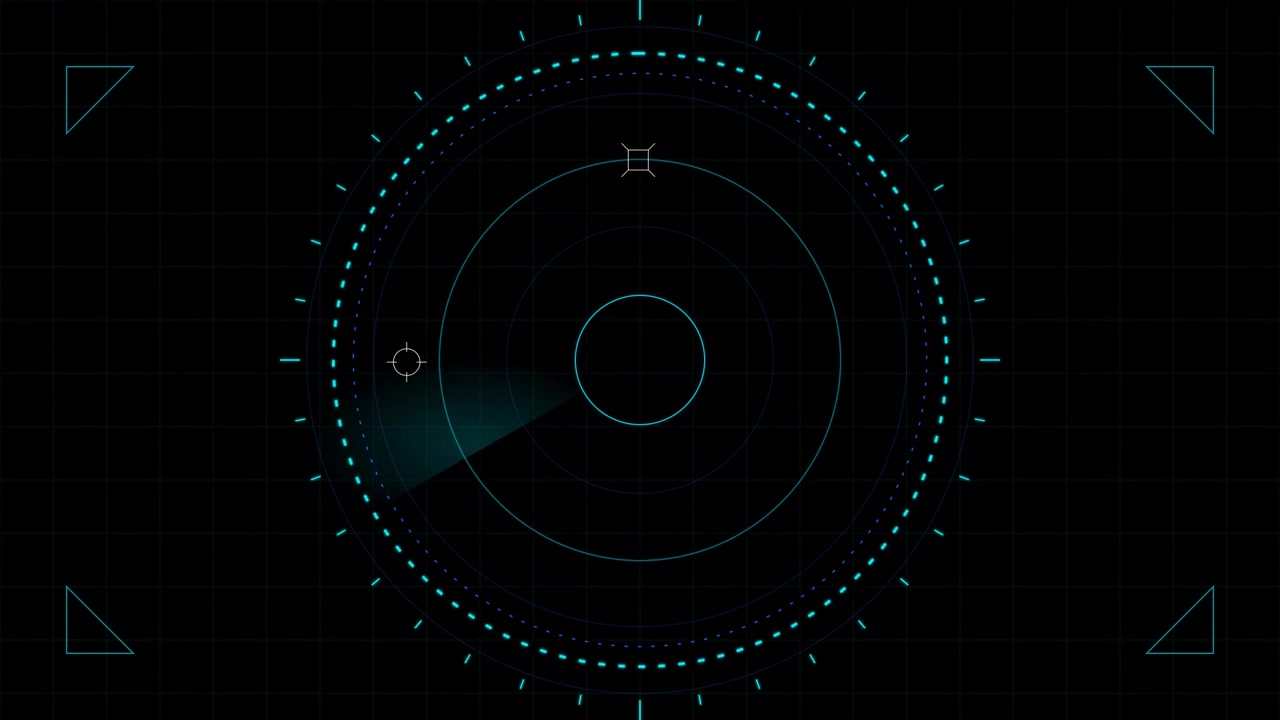 Interfaccia schermo radar digitale con raggio di scansione rotante