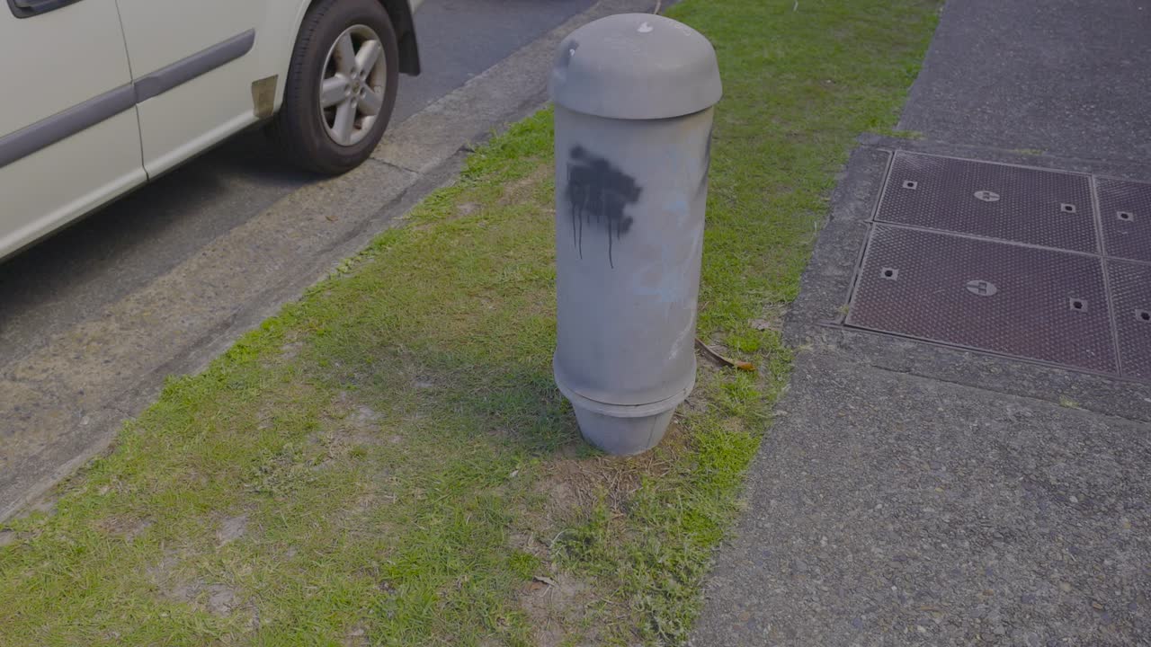 커럼빈 해변 에 있는 볼라드 와 주차 된 차