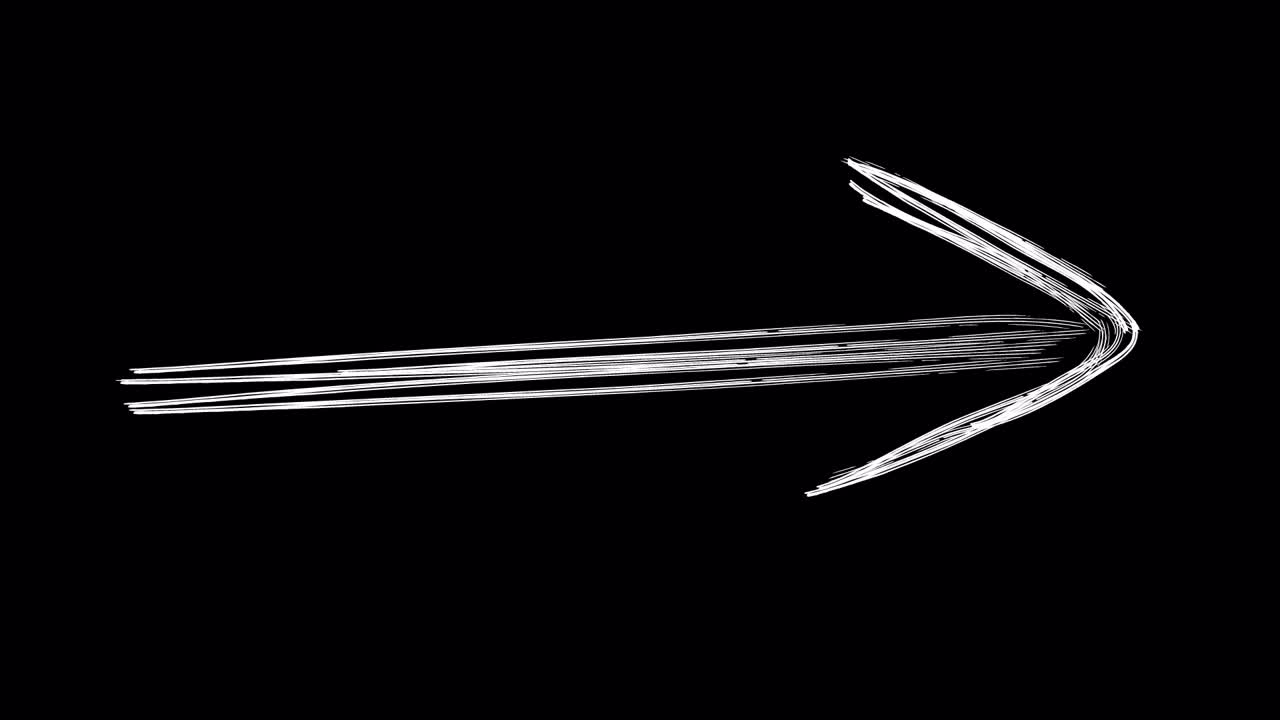 Hand-Drawn White Arrow Animation on Black Background