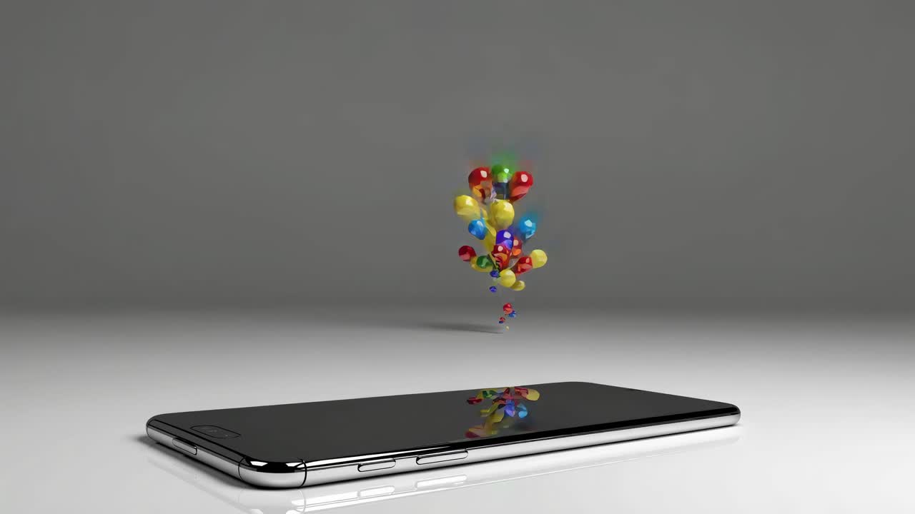 Colorful Balloons Hovering Above a Smartphone