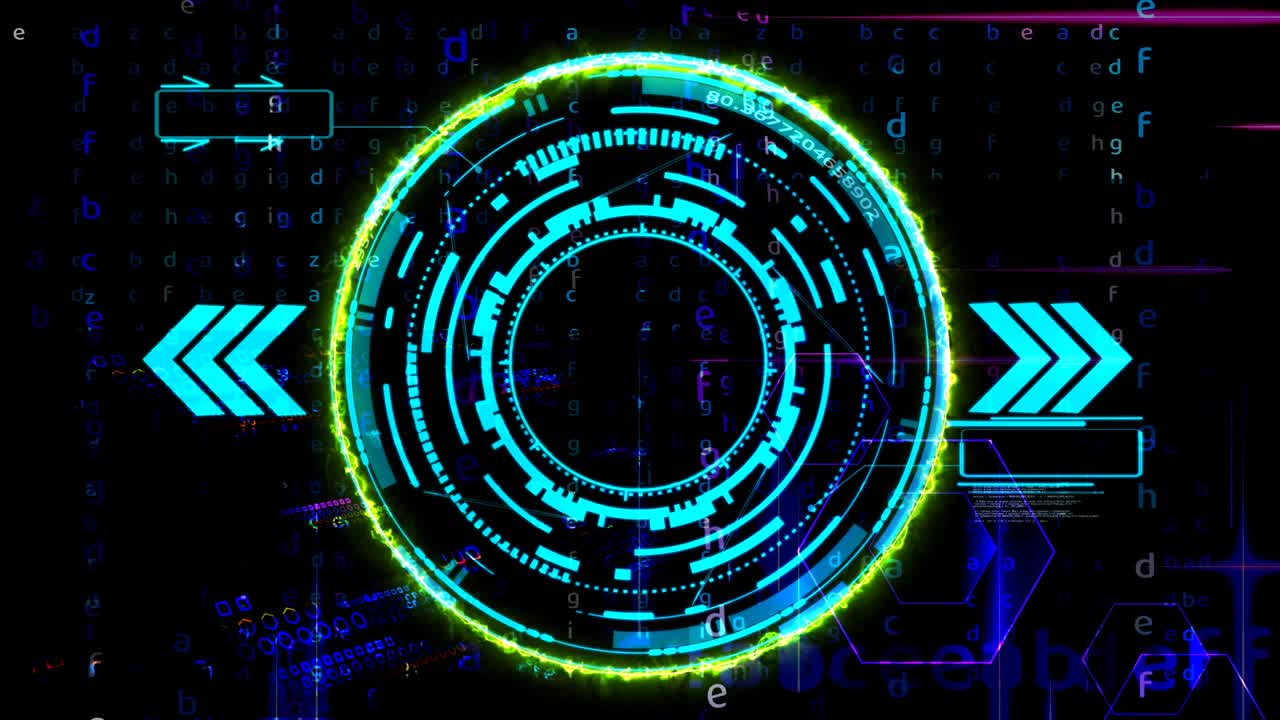 Quantum computer green powerful energy futuristic technology digital dimension holographic process analysis for big data and abstract matrix alphabet with polygon background