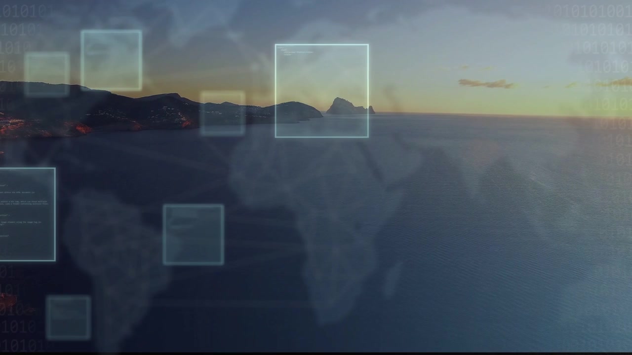 Coast map overlay after frame two showing GUI panels entering, shifting, fading, visualizing data