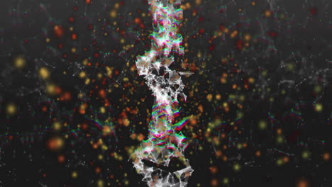 animación de manchas y cadena de adn en fondo negro