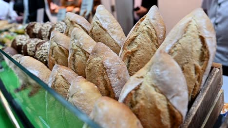 types of bread are displayed during the gulf food exhibition in the united arab emirates