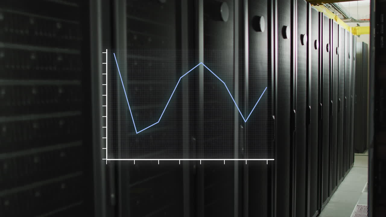 procesamiento de datos en un gráfico sobre la sala de servidores de computadora