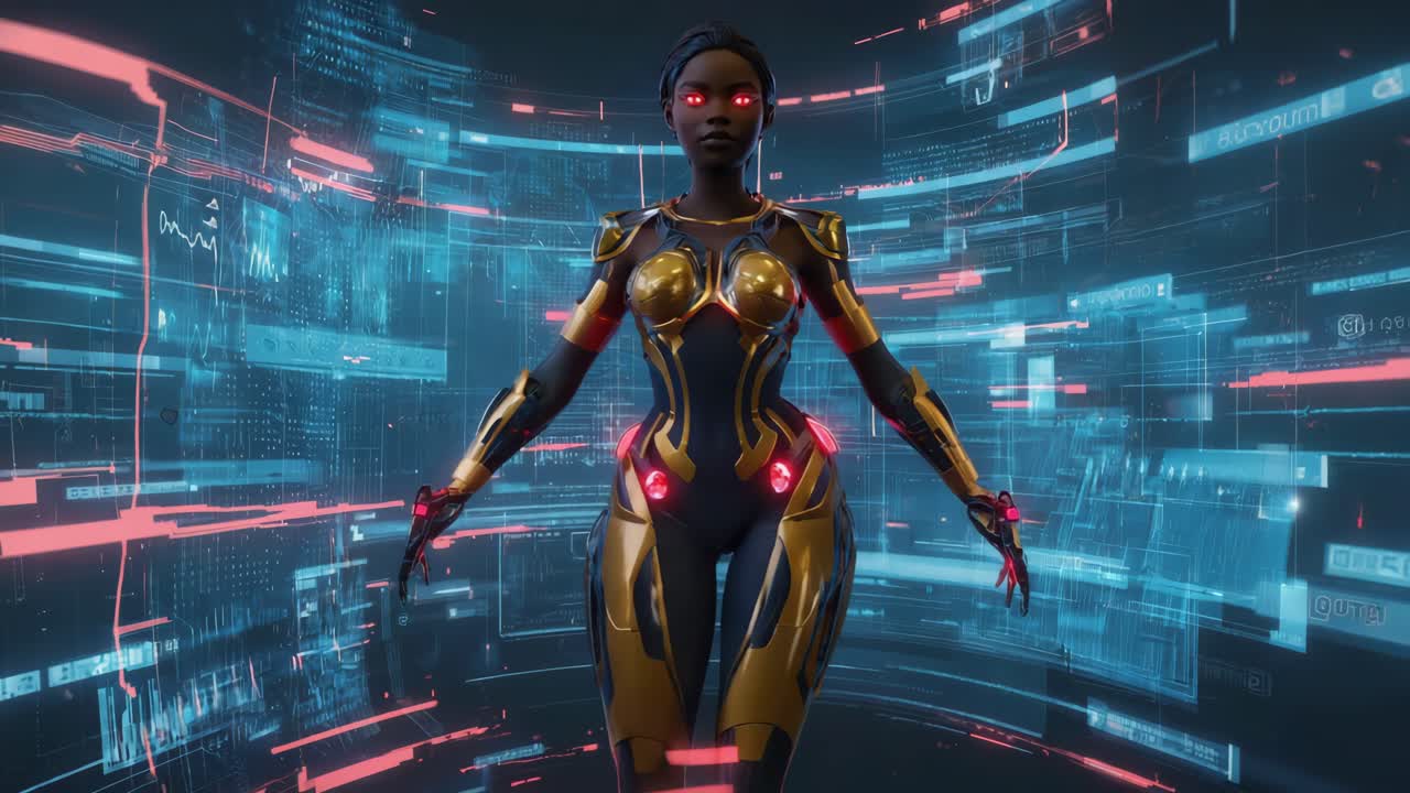 Futuristic Cyborg Woman with Advanced Technology