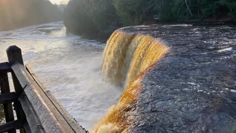 tahquamenon falls in the upper peninsula of michigan at sunrise