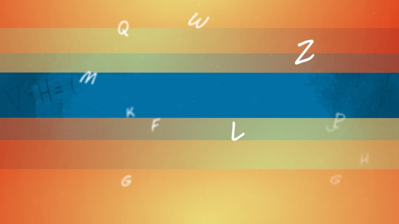 Animazione di lettere e linee su sfondo blu