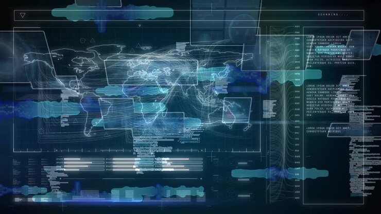 Animation of network of connections over blue background