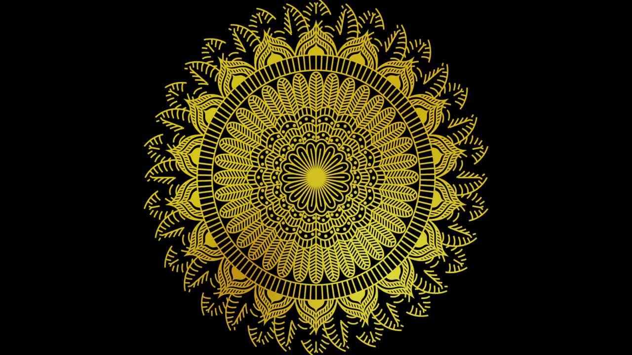 Abstract ornamental digital hand drawn gold color mandala footage. Floral vintage decorative elements' oriental Islamic pattern