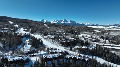 expansive aerial view of the telluride slopes in colorado during the winter