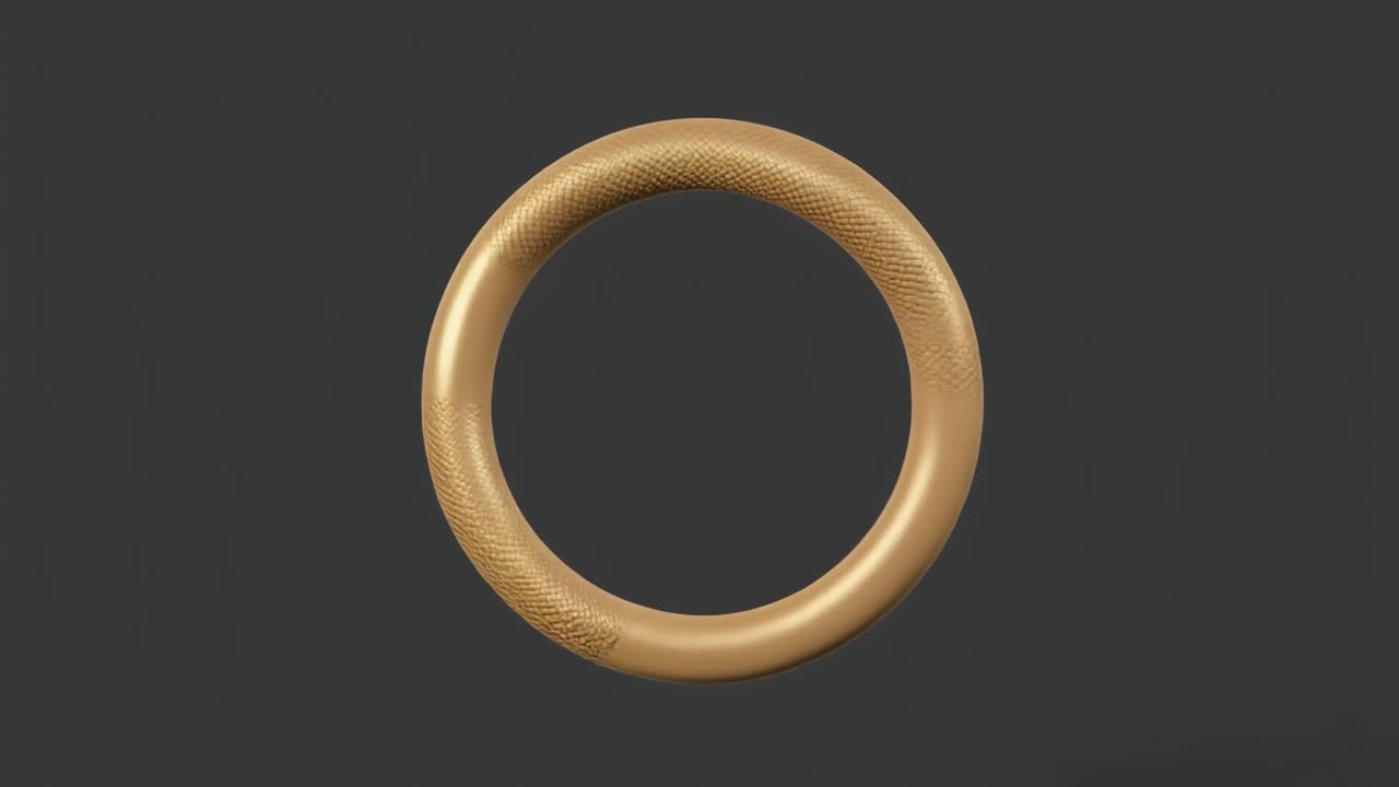 Golden Textured Ring Rotating on Dark Background