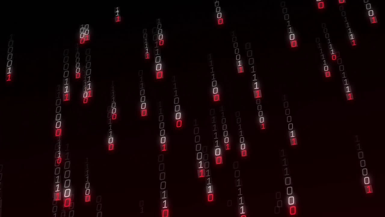 animación del procesamiento de datos de codificación binaria sobre un fondo negro