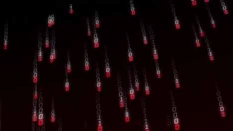 animation of binary coding data processing over black background