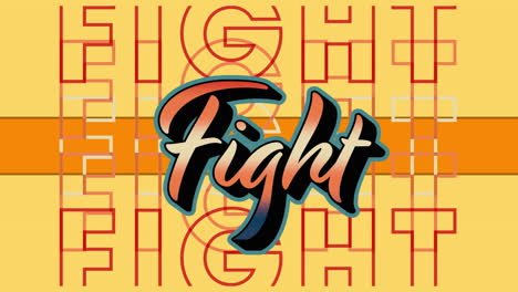 animación del texto de lucha naranja que se repite sobre una franja naranja sobre fondo amarillo