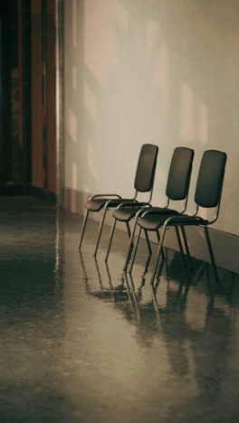 drie stoelen in een wachtkamer