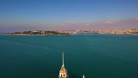 aerial view of maiden's tower also known as leander's tower from istanbul.