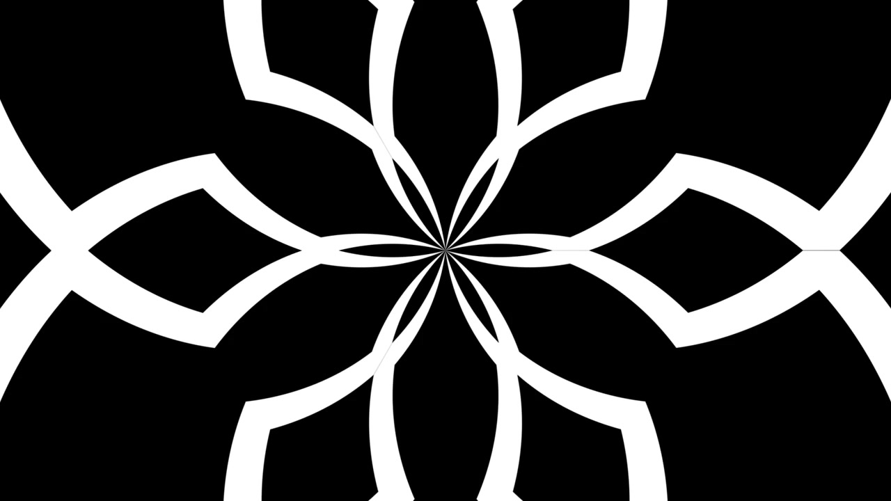 Dynamisk svartvit rörlig bakgrund med geometriskt kalejdoskopmönster
