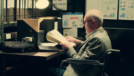 senior inspector gathering all case files in a folder to study for new clues