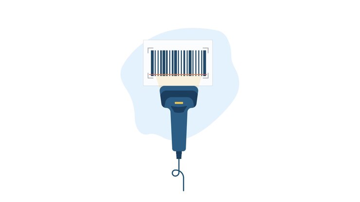 Digital Barcode Scanner Reading Product Label