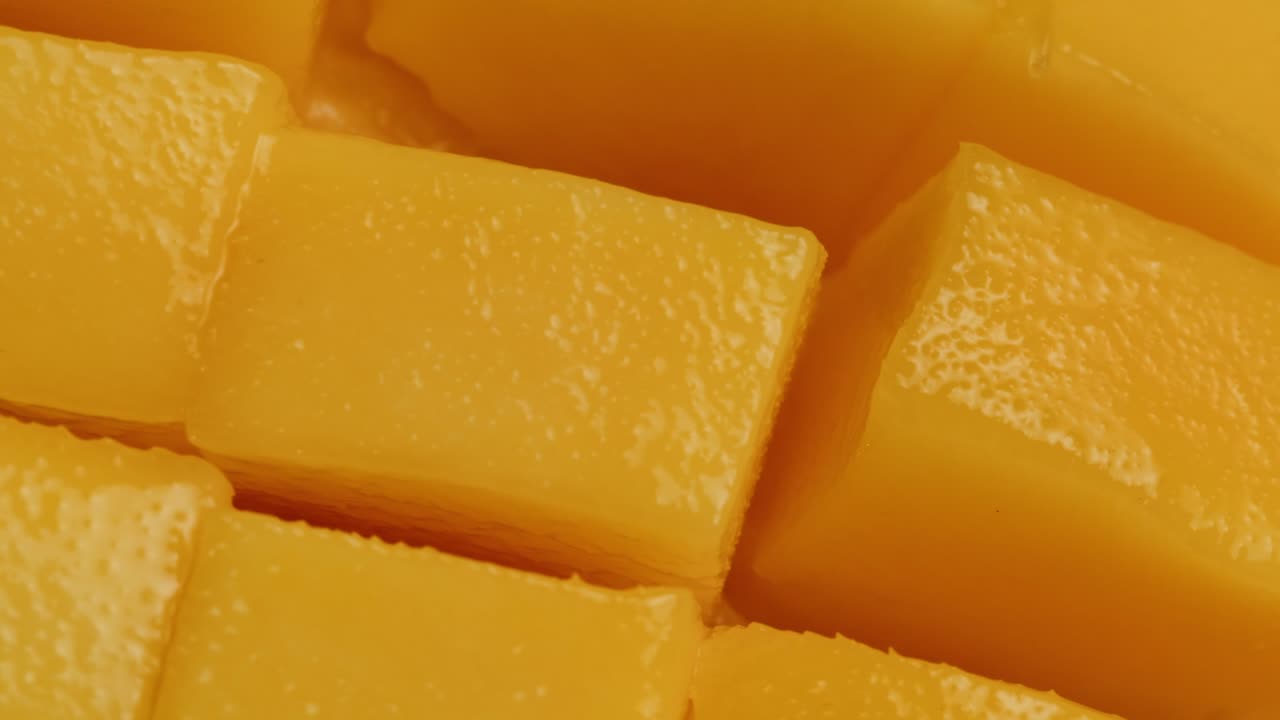 Close-up of Fresh Diced Mango Cubes