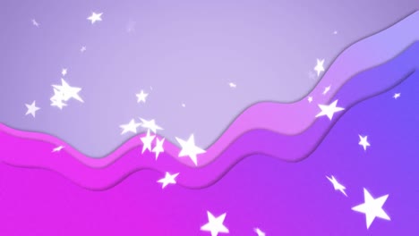 animación de estrellas blancas que caen sobre ondas púrpuras sobre un fondo lila