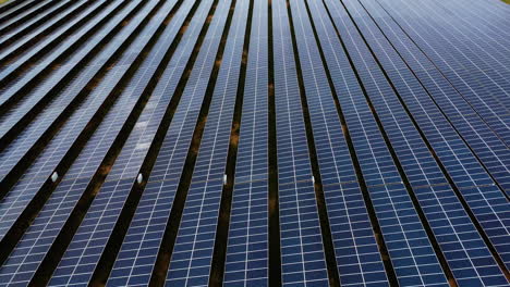 aerial view of modern solar panel plant in a sunny day for clean green energy production
