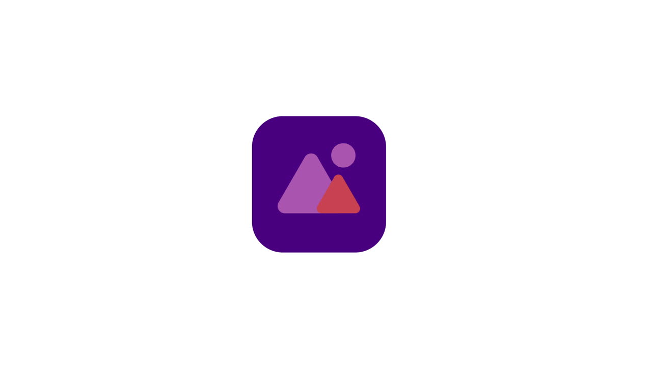 Icona App Animata con Montagne Stilizzate e Sole