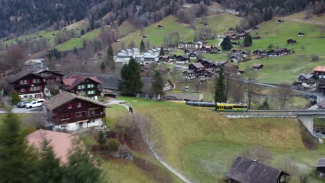 amazing view with train in switzerland lauterbrunnen