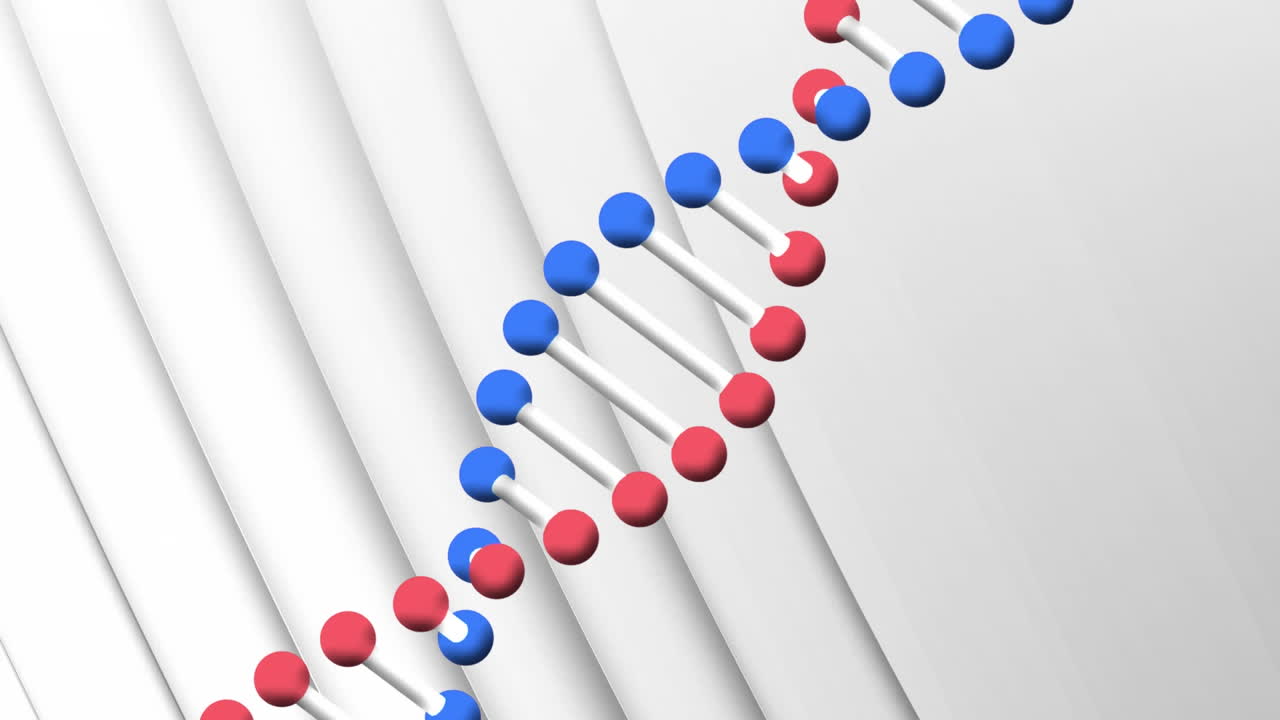 3d 추상적인 배경 위에 굴러가는 dna 가닥의 애니메이션