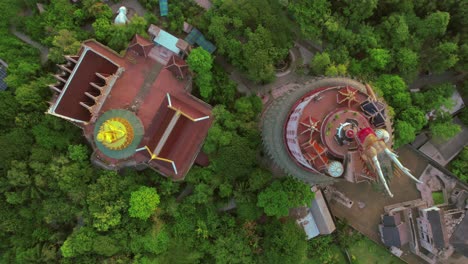 dragon temple and big buddha, sam phran aerial shot, bangkok thailand