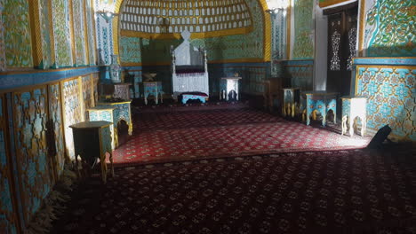 Interior-of-Madrassa-in-Khiva-Old-Walled-Town,-Summer-Residence-of-Khivan-Khans