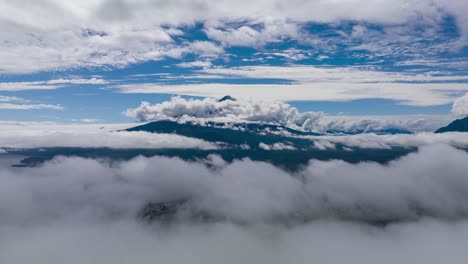 aerial timelapse of clouds over osorno volcano