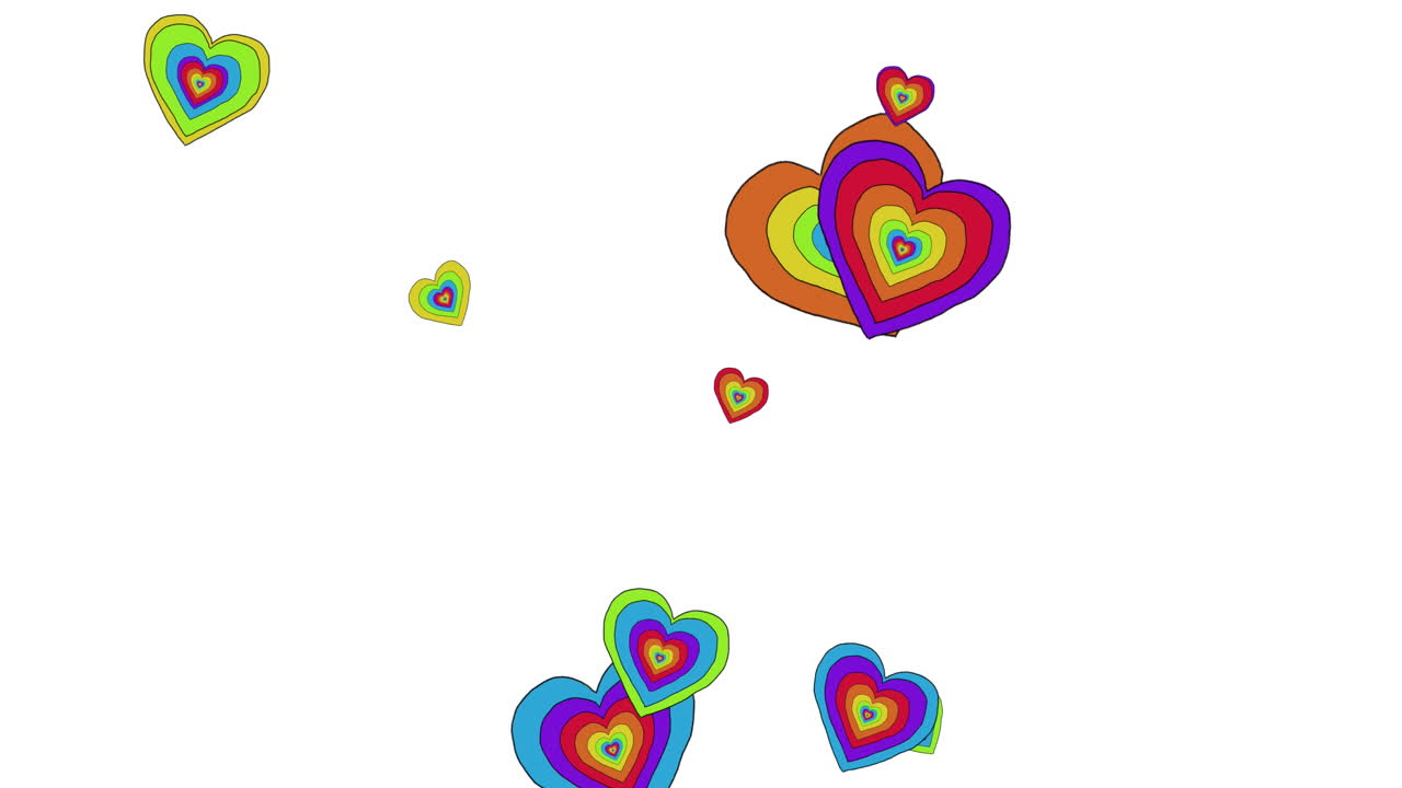 ⁇  배경 에 있는 무지개 심장 의 애니메이션