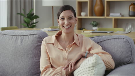 Happy,-smiling-and-resting-woman-sitting