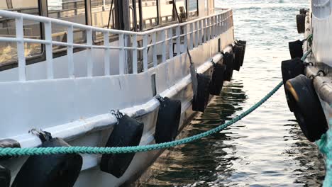 white ferry at a dock