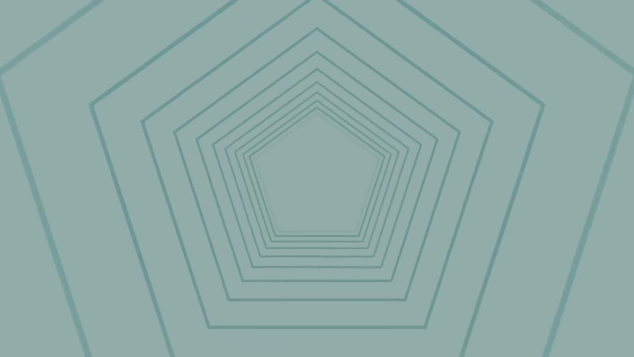 오각형의 윤 ⁇ 과  ⁇ 은 모양이 밝은 회색 배경에서 회전하고 밖으로 움직입니다.