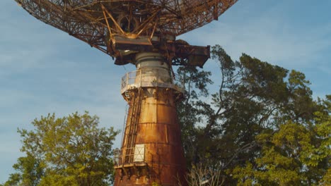 ascending view of a radar tracking station on the caribbean island of trinidad