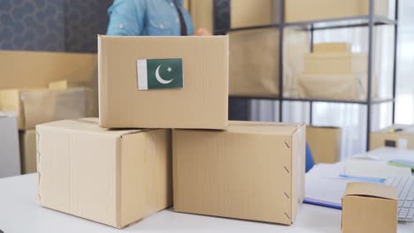 pakistani flag on logistic cargo package.