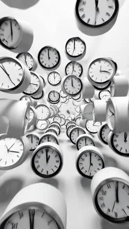 many clocks floating in the air