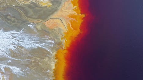 texturas coloridas en el terreno arenoso en el sitio de la mina en huelva