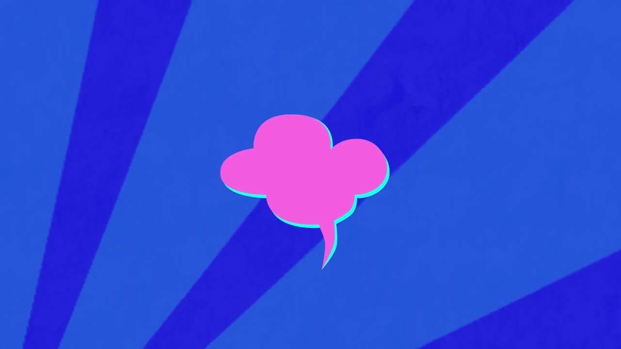 animación de una nube rosa sobre un fondo de rayas azules
