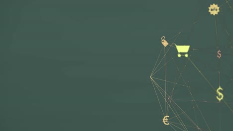 animación de un globo de iconos digitales girando contra un fondo gris